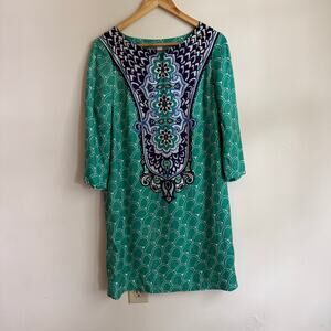 Boden Ingrid Silk Blend Teal Shift Dress Size 4
